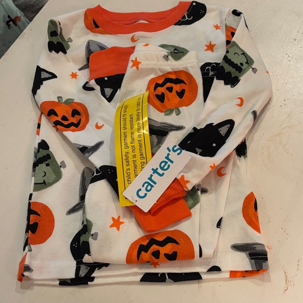 NWT Carter's Orange and Black Halloween Pajama Set